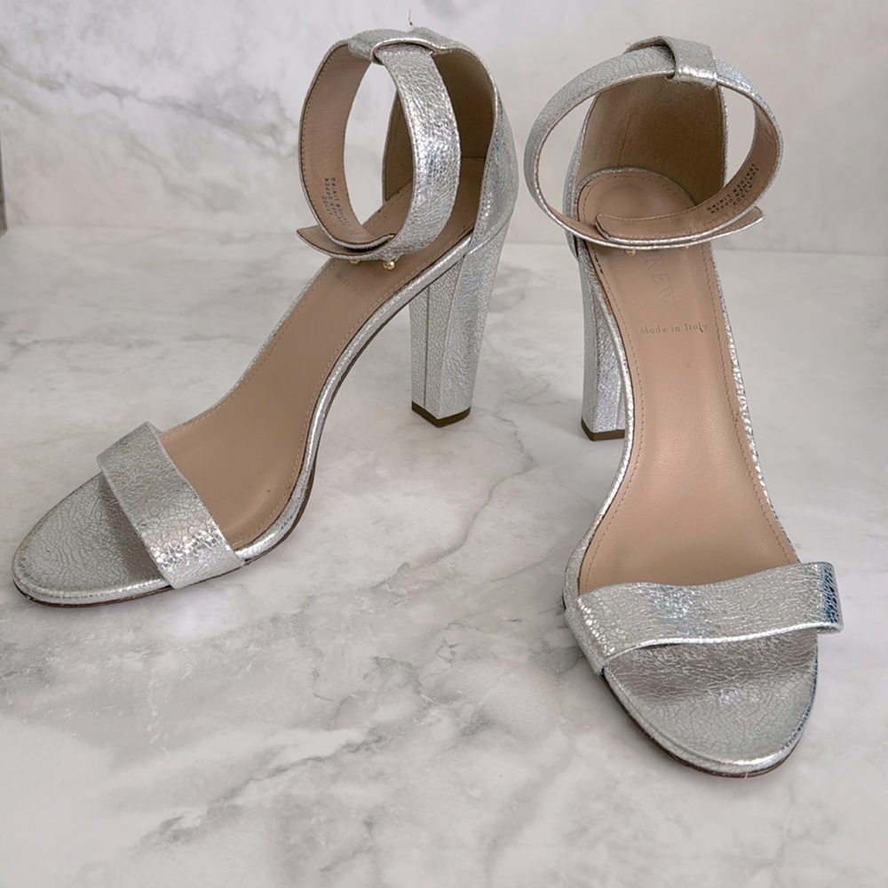 J Crew Silver Heels 9